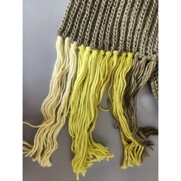 NWT By Anthropologie Colorful Fringe Scarf Olive 130'' L - Picture 5 of 8
